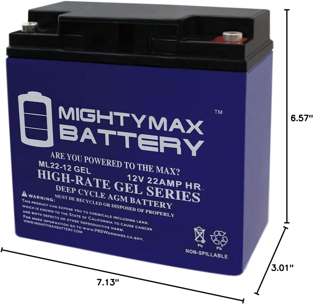 Mighty Max Battery 12V 22AH GEL Battery for Boosterpac ES5000 Battery Booster - 2 Pack