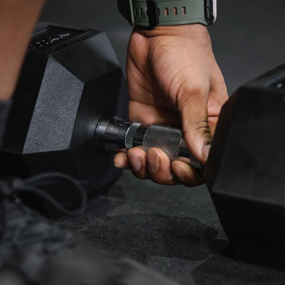 Titan Fitness Pair Rubber Coated Hex Dumbbells, Roll-Resistant Hexagonal Free Weights, Chrome-Coated Handles with Knurling, Strength Training Equipment