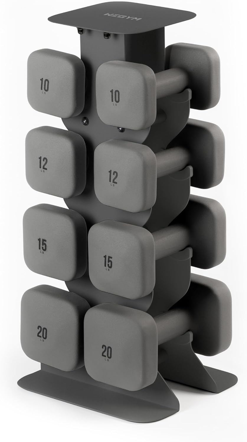 WeGym SafeGrip Square Dumbbells with Anti Slip Handles, Aesthetic Free Weights for Home Workouts, Stable Design Prevents Rolling during Floor Exercises - Set