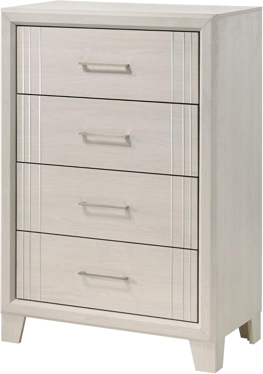 Contmeporary Beautiful Lustrous White Cream Finish Full Size Panel Bed 3pc Set Wooden Bedroom Furniture