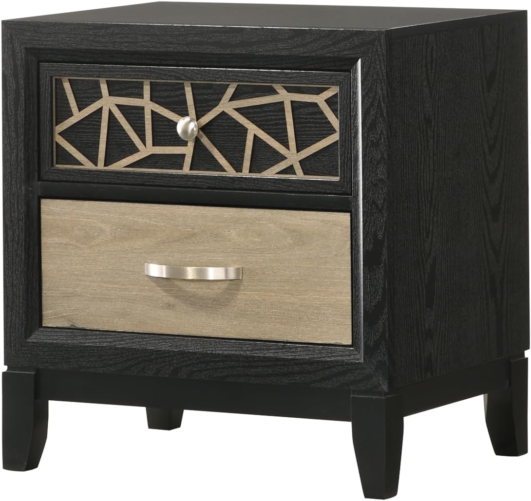 Modern Contemporary King 4PC Bedroom Set Made with Wood in Black and Natural