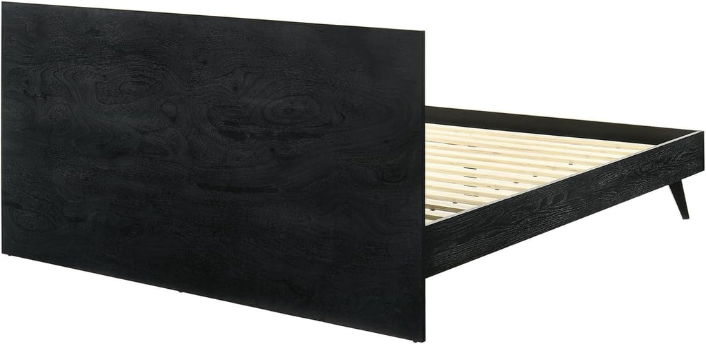 HomeStock King Wood Bedroom Set - 3 Piece Black Finish Bed Frame2 Nightstands