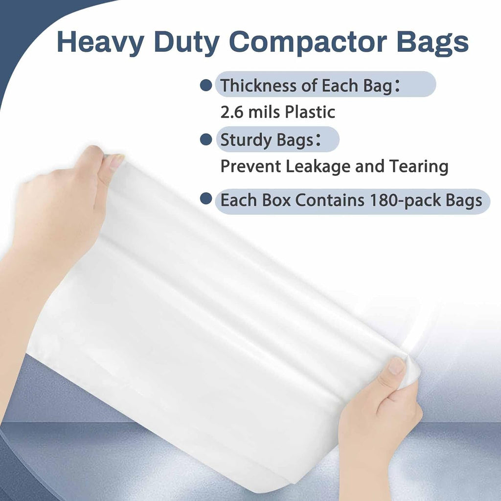 Miumoon W10165294RB 15-Inch Trash Compactor Bags, Heavy Duty, 180-pack, Fits 15-inch Rectangular Drawer Compactors, Compatible with whirlpool, kenmore, kitchenaid, maytag, jenn-air, insinkerat