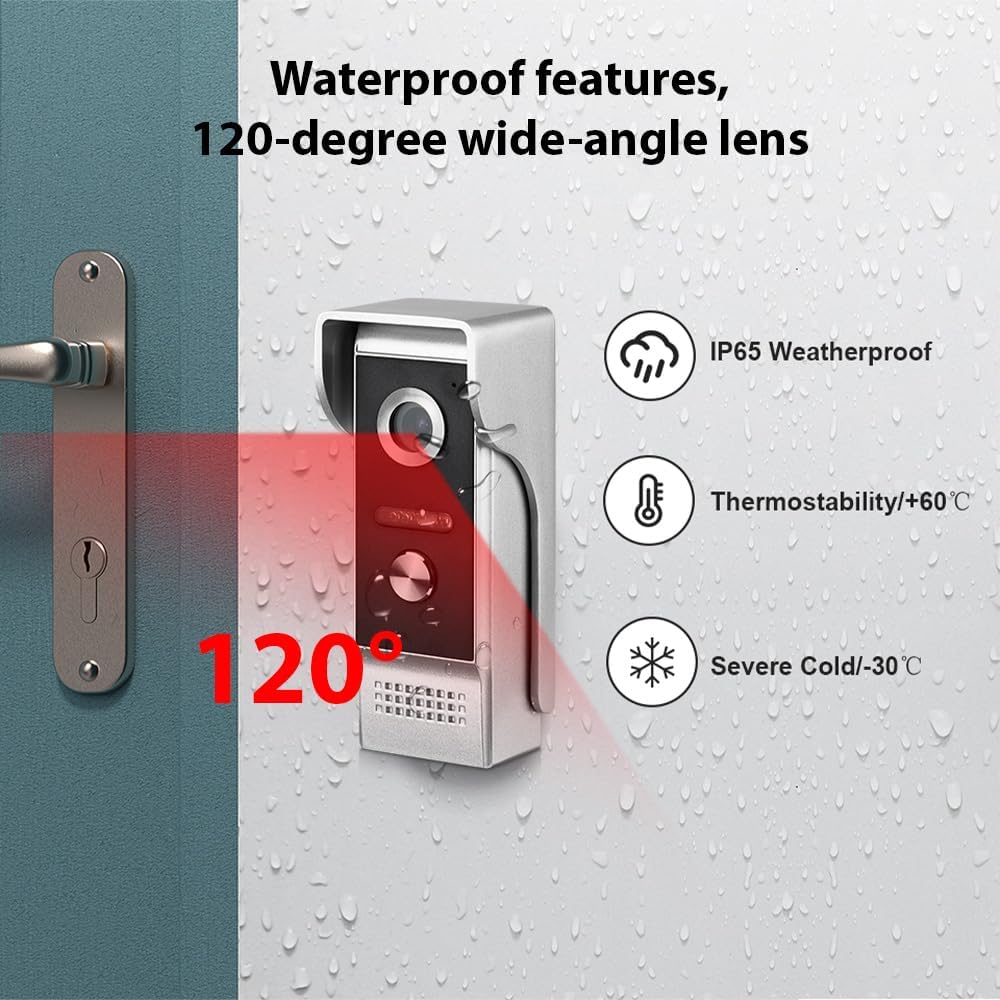WiFi Video Intercom System, Video Doorbell Camera with Monitor Wireless,1080P IR & Night Vision Camera, 7 Inch Touch Screen Support TY APP, 2-Way Audio, Electronic Photo Frame, Waterproof