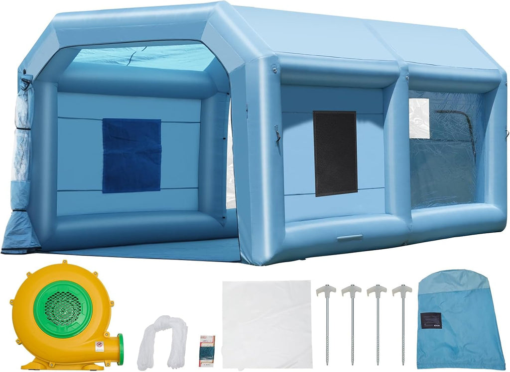 VEVOR Inflatable Paint Booth, 21 x 13.5 x 9.8 ft Inflatable Spray Booth, with 1100W Powerful Blower and Air Filter System, Large Furniture Painting, Portable Car Paint Booth for Medium-Sized Vehicles