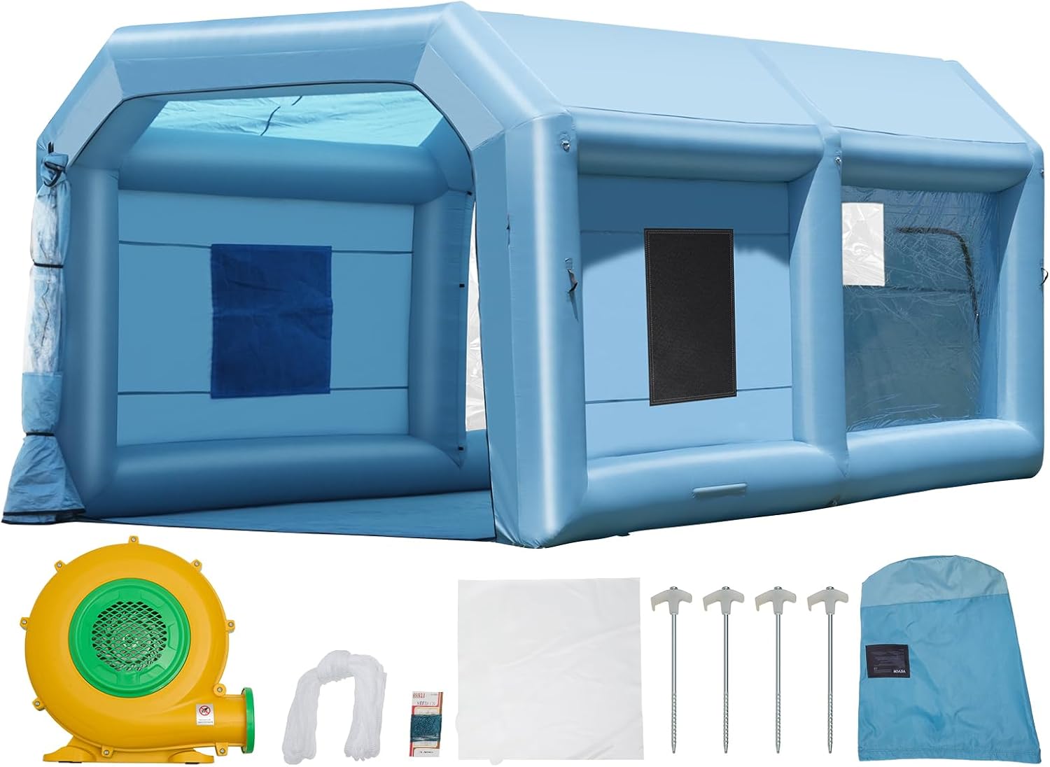 VEVOR Inflatable Paint Booth, 21 x 13.5 x 9.8 ft Inflatable Spray Booth, with 1100W Powerful Blower and Air Filter System, Large Furniture Painting, Portable Car Paint Booth for Medium-Sized Vehicles