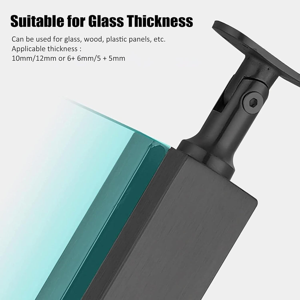 Black Glass Railing Post, End Post, Mid Post, Corner Post, 304 Stainless Steel Glass Railing Post With Socket Slot and Sturdy Base For Steps, Balconies, Staircases, Patios ( Color : Mid Post , Size :
