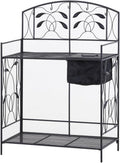Folding Potting Bench Table, Metal Garden Workstation, Work with Large Build-in Bag with Cover， 5 Hanging Hooks