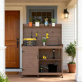 GOWE Potting Bench,Wooden Potting Bench with Storage, Sink, Water Tap