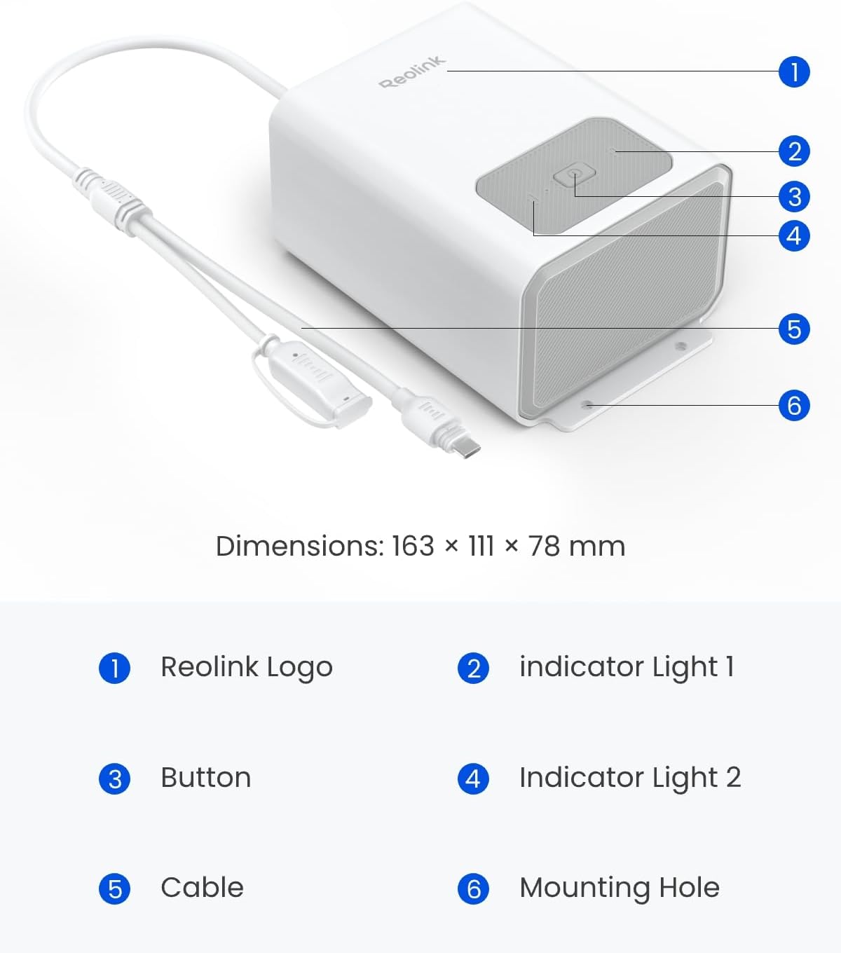 REOLINK High-Capacity Solar-Powered Battery Pack, Compatible Battery Cameras, Outdoor Use, RLA-BP1