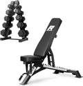 RitFit Rubber Coated Hex Dumbbell Set with Rack, 5-780LB for Home Gym Strength Training, Anti-Slip Knurled Handle, Hexagon Anti-Roll, Heavy-Duty Storage Rack