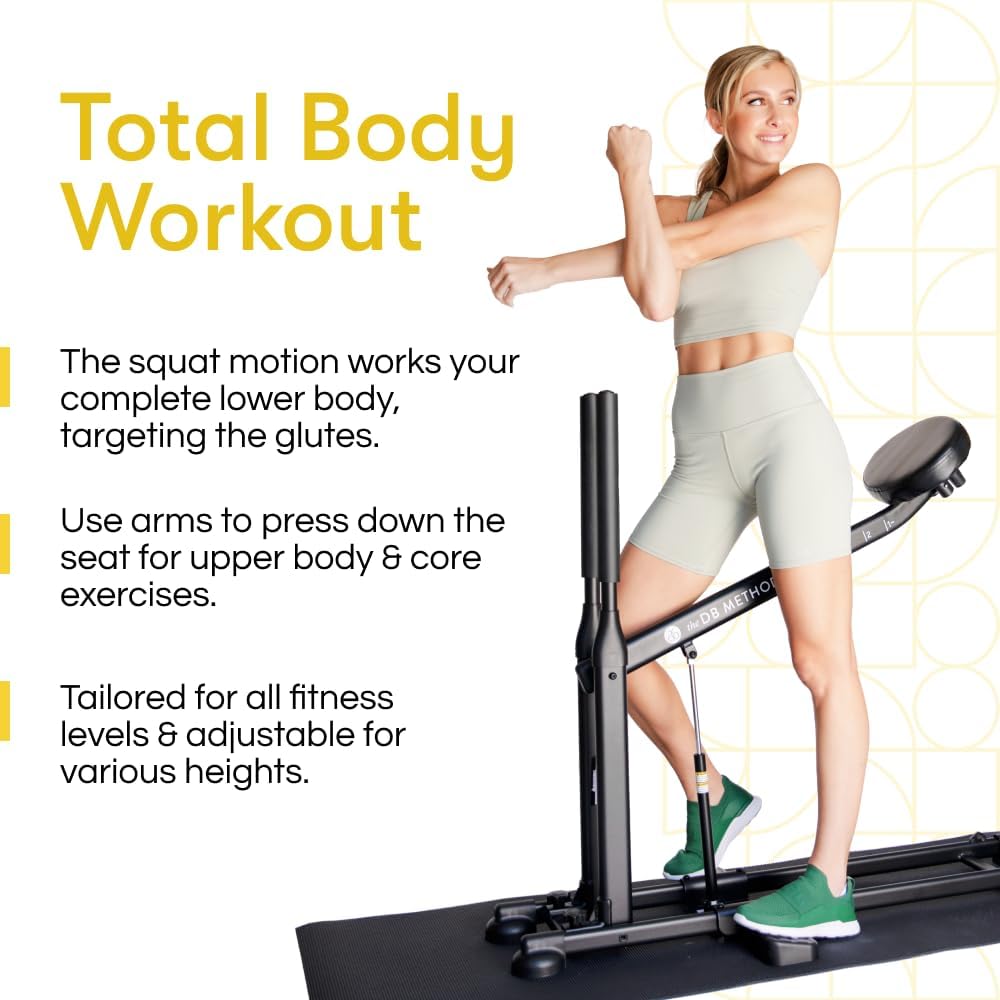 The DB Method Squat Machine, Workout Equipment for Home Gym, Exercise Leg and Glutes, Low Impact Lower Body Fitness Workouts, Training for Total-Body, Easy Setup, Foldable for Storage