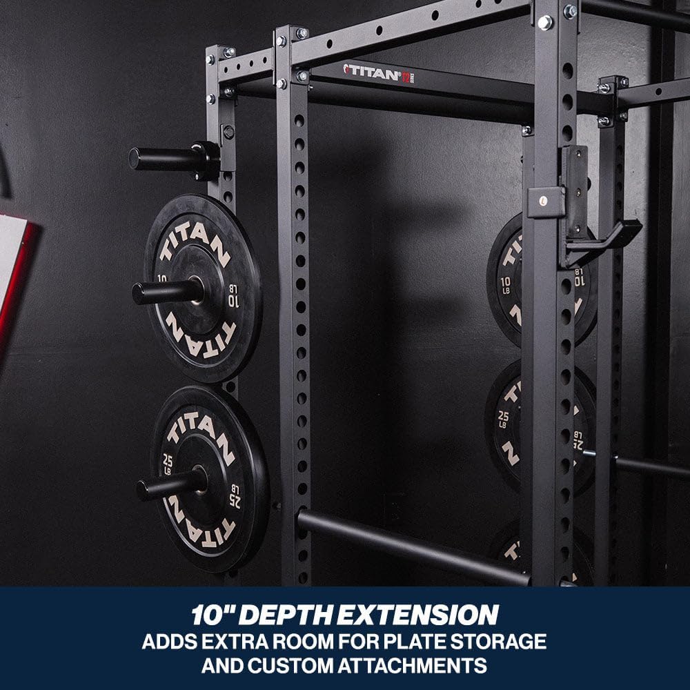 Titan Fitness T-2 Series Power Rack Extension Kit, 12-Gauge Steel Uprights, Bolt-Together Rack Expansion for Home Gym with Weight Plate Holders
