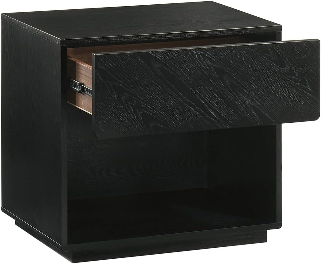 HomeStock King Wood Bedroom Set - 3 Piece Black Finish Bed Frame2 Nightstands