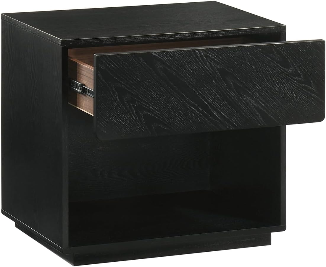 HomeStock King Wood Bedroom Set - 3 Piece Black Finish Bed Frame2 Nightstands