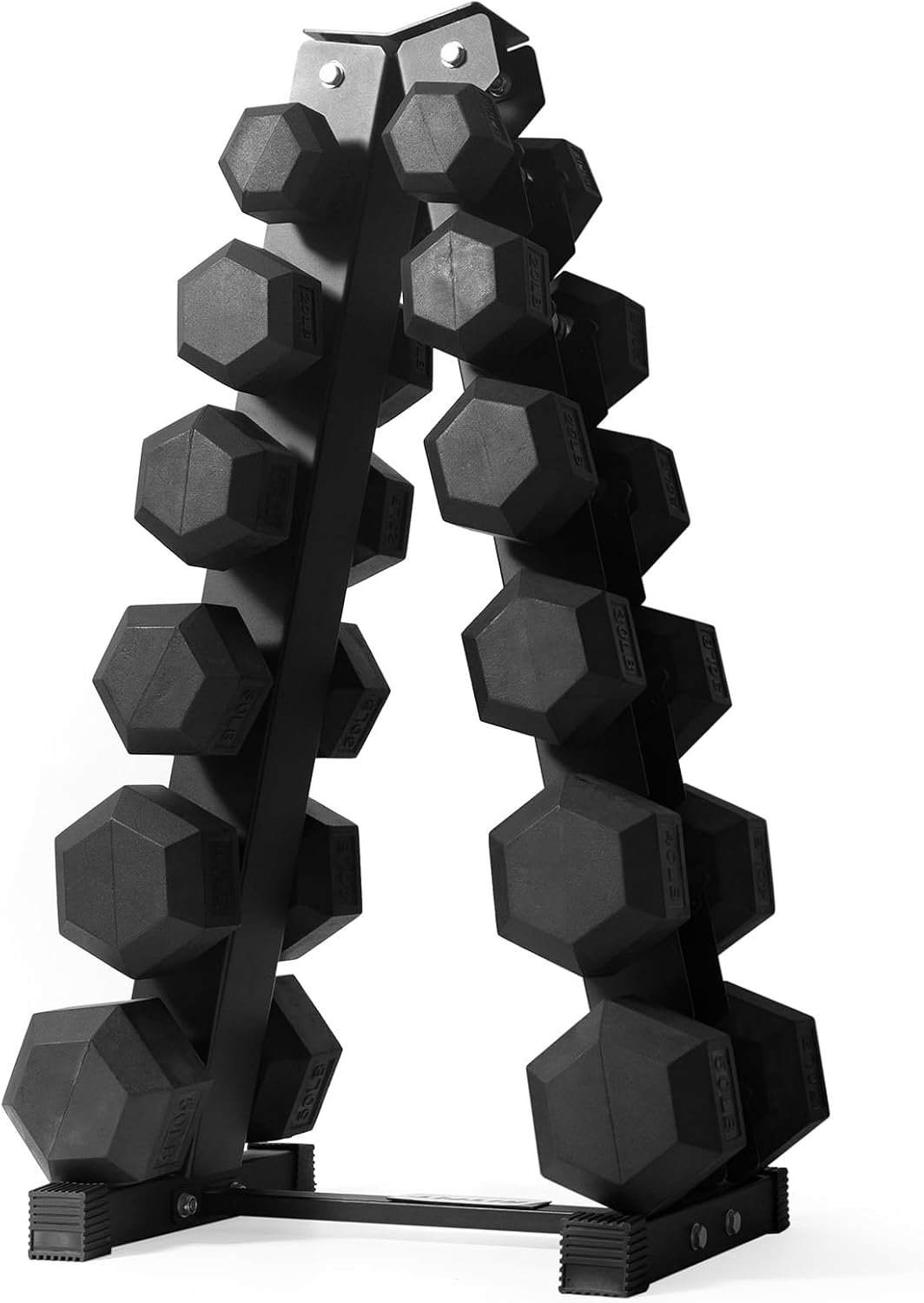 RitFit Rubber Coated Hex Dumbbell Set with Rack, 5-780LB for Home Gym Strength Training, Anti-Slip Knurled Handle, Hexagon Anti-Roll, Heavy-Duty Storage Rack