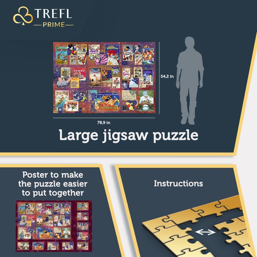 Trefl 13500 Piece Jigsaw Puzzle Golden Age of Disney Prime 78'x54' Large Jigsaw, BIO, ECO, Collage with Disney Characters, Creative Fun for Adults and Children from 14 Years Old