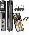 Smart Door Lock with Camera & 3D Face Recognition, Keyless Entry Door Lock with Fingerprint, Password, IC Card, App Control & Doorbell, Secure Mortise Lock for Front Door (Usmart App)