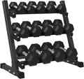 Mikolo Dumbbell Sets with Rack, Rubber Hex Dumbbells, Multiple Choices in 160/200/380/450/550LB, Hand Weights with Chrome Handle for Strength Training