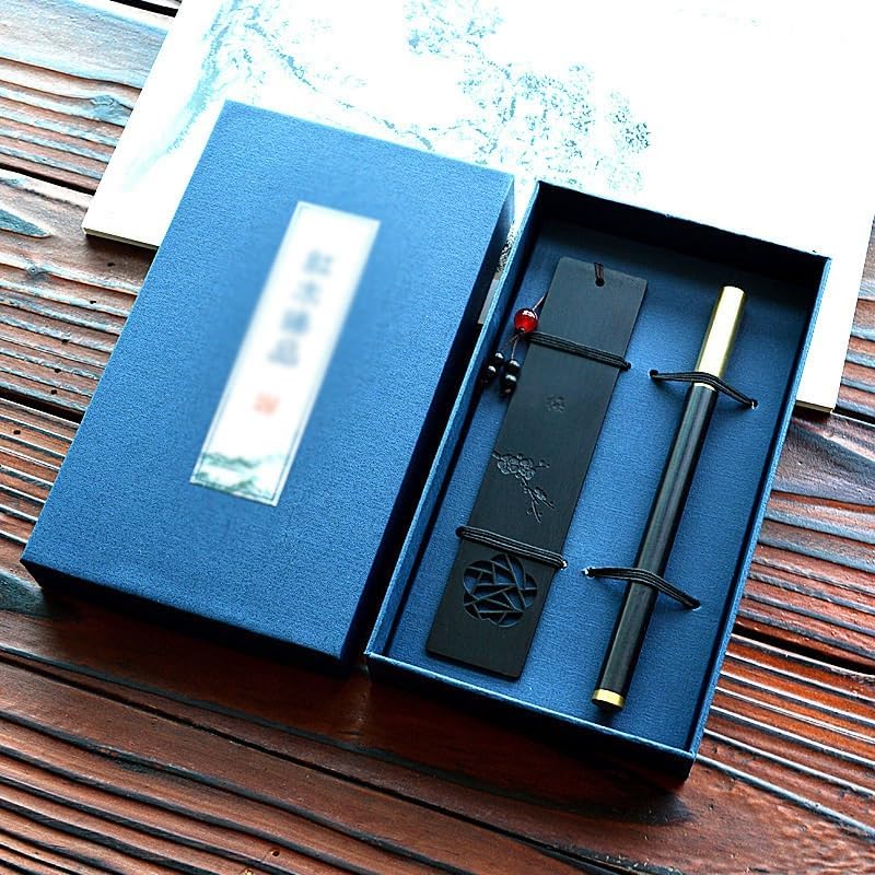 Classical Chinese Literary Pen Bookmark Set Engraved Hollowing