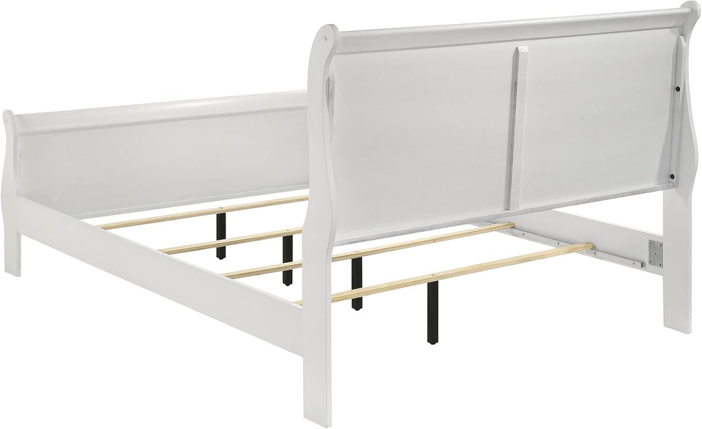 Coaster Home Furnishings Louis Philippe Traditional 4-Piece Bedroom Set Full Size Sleigh Bed Frame 47-inch Headboard White 202441F-S4