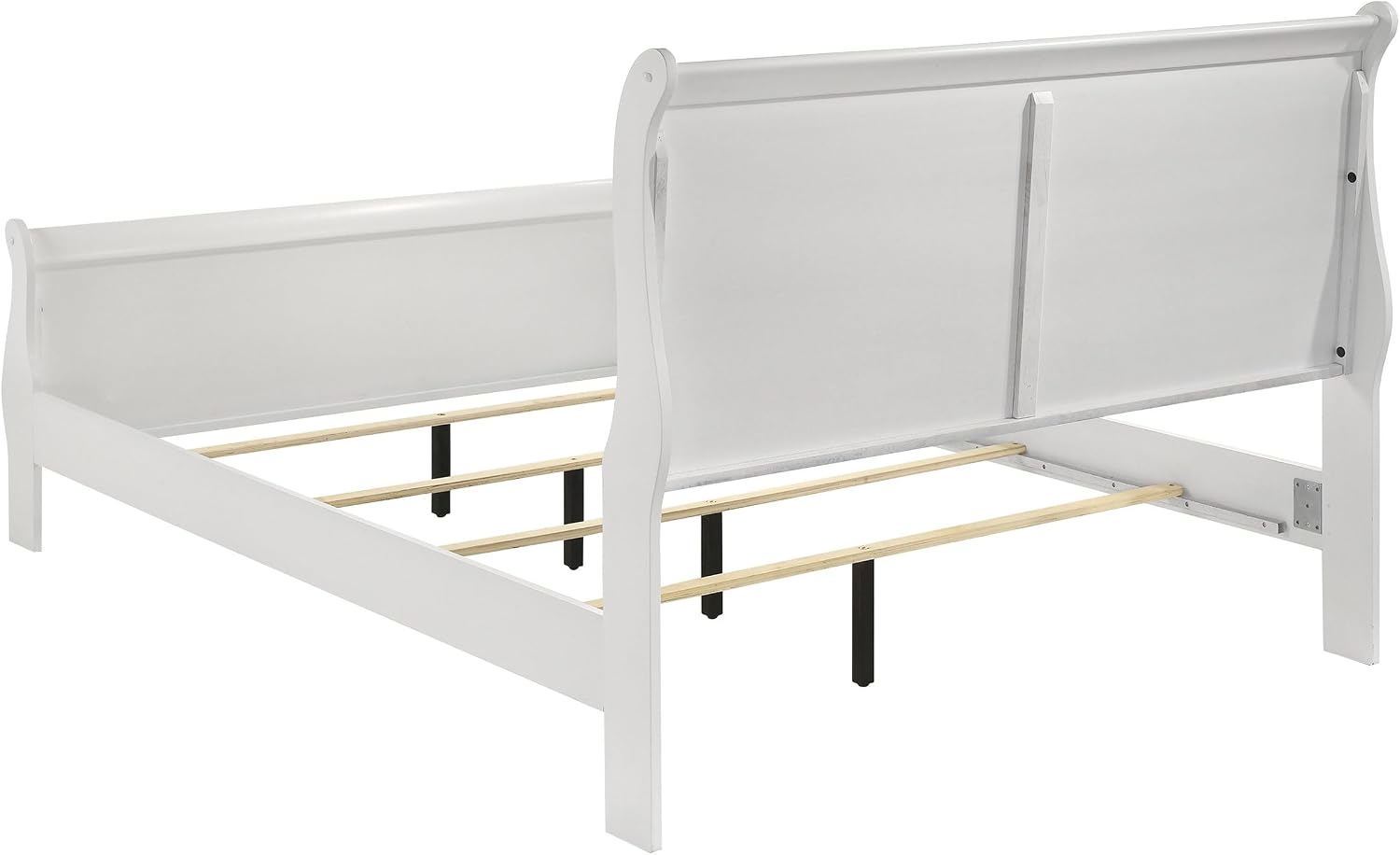 Coaster Home Furnishings Louis Philippe Traditional 4-Piece Bedroom Set Full Size Sleigh Bed Frame 47-inch Headboard White 202441F-S4