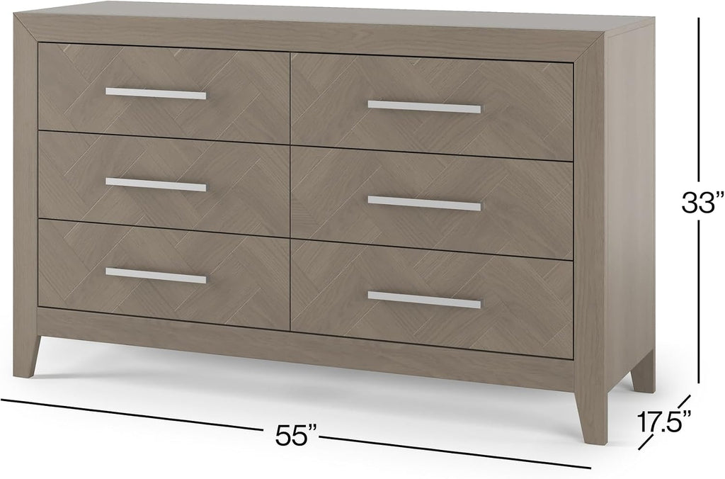 Child Craft Kieran Crib, Double Dresser and Chest Nursery Set, 3-Piece, Includes 4-in-1 Convertible Crib, Dresser and Chest, Grows with Your Baby (Crescent Gray)