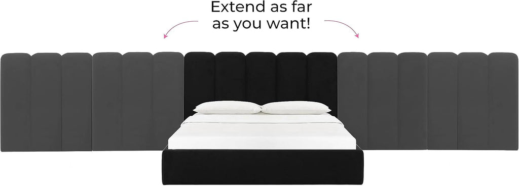 Tov Furniture Palani Black Velvet Wings - Queen or King (Set of 2)