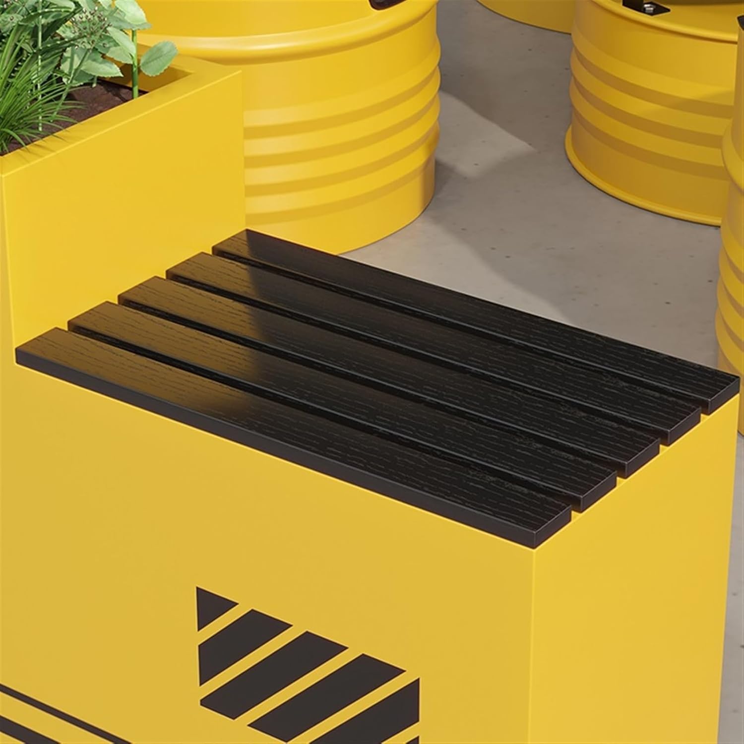 Bench with Planter Box, Outdoor Industrial StyleRaised Planter Bench with Garden Benchs Yellow Galvanized Sheet Planter Box for Porch, Patio, Garden and Backyard Garden Bench(L120*D30*H60)