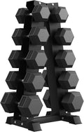 PAPABABE Hex Dumbbell Set with Rack, 85-560lb Rubber Encased Dumbbell Free Weights Dumbbells Set with Storage Rack, Hand Weights Set for Strength Training
