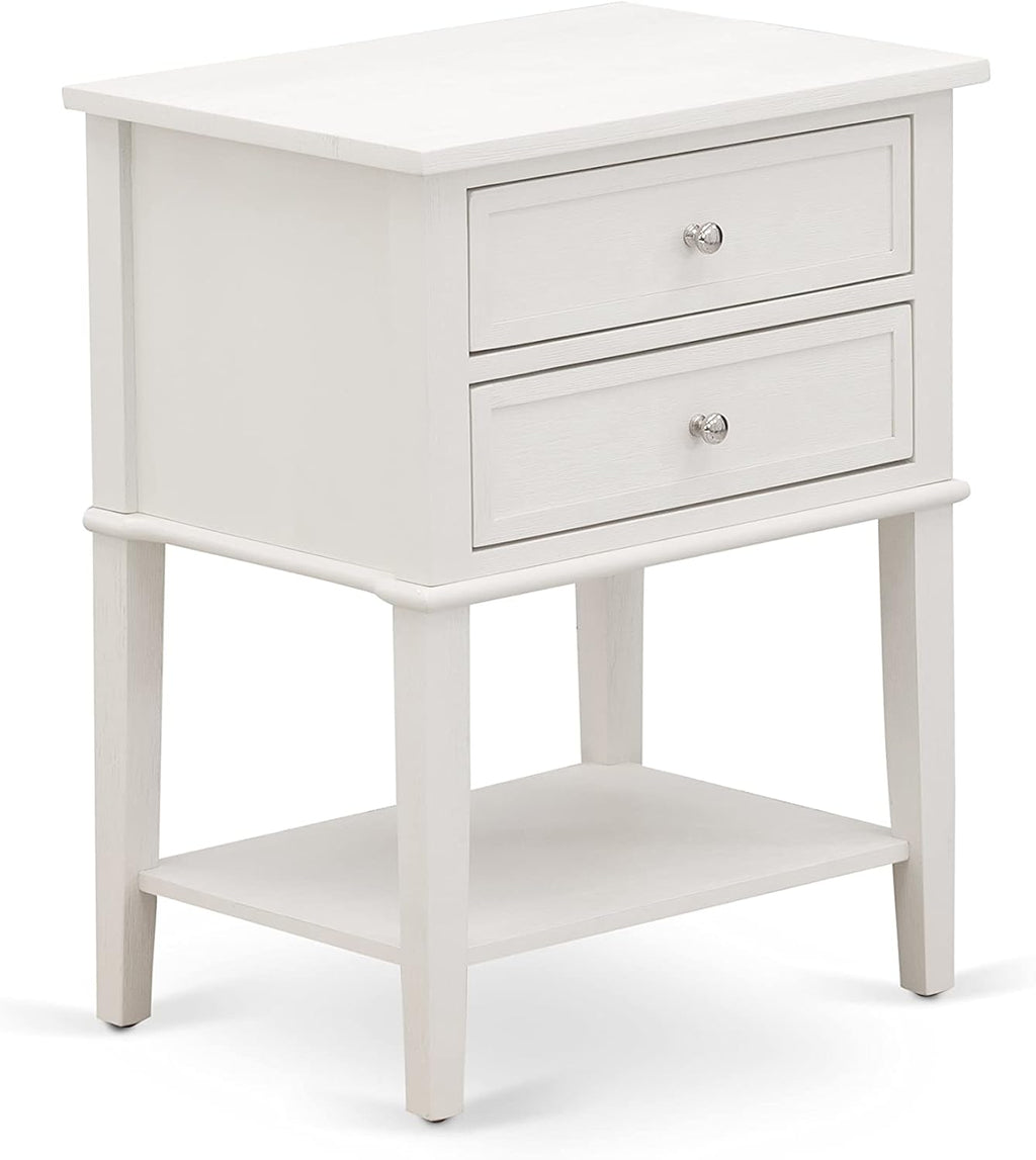 East West Furniture FN11F-1VL0C 2-Piece Platform Full Size Bedroom Set with 1 Mid Century Bed and a Bedroom Nightstand - Reliable and Durable Construction - Denim Blue Linen Fabric