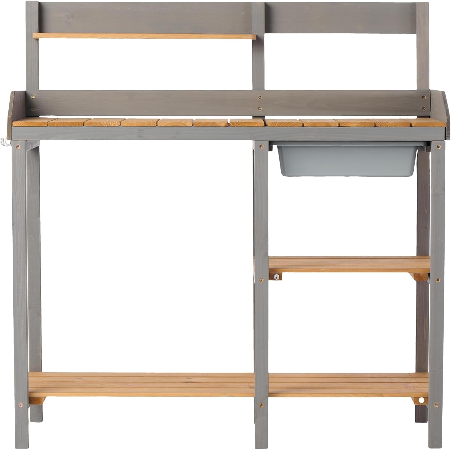 Outdoor Potting Bench, Wooden Workstation Table with Cabinet for Backyard GSupplies