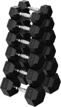 HANDBODE Hex Dumbbell 45-640 lb Set, Rubber Encased Exercise & Fitness Dumbbells for Home Gym, Hand Weights for Strength Training
