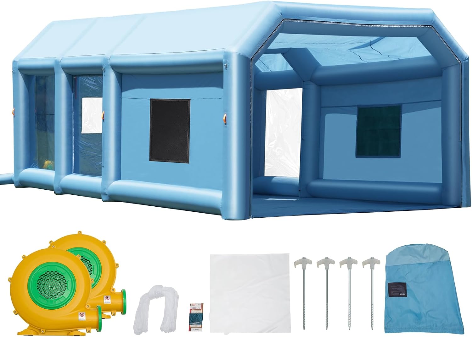 VEVOR Inflatable Paint Booth, Portable Car Paint Booth for Large Truck, 29.5 x 15.7 x 11.8 ft, with 950W+750W Powerful Blowers and Air Filter System, Van, Machinery