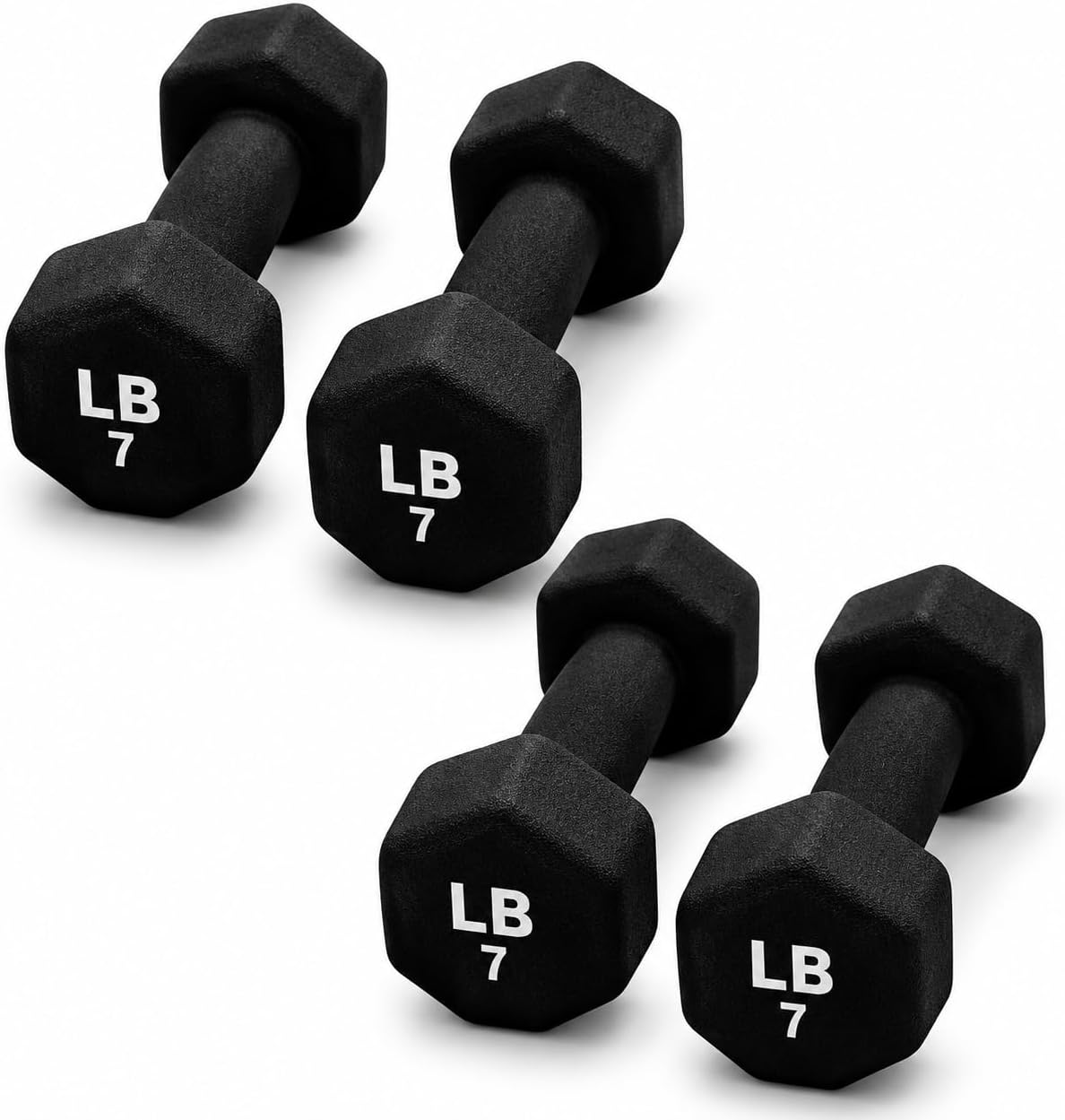 Neoprene Hexagon Dumbbells with Cast Ergo Handle (1 to 15lbs Pack of 1, 2, 4) | Durable Anti-Slip Exercise & Fitness Strength Training Free Weights for Home Gym | Black | For Men & Women