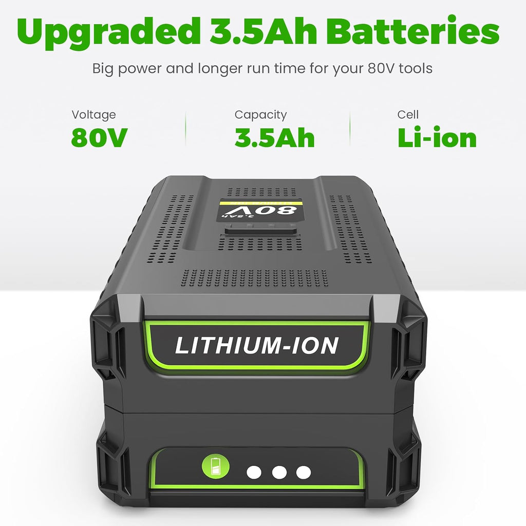 Futurebatt Pack 2 80V Battery for Greenworks Pro 3500mAh Compatible with Greenworks Pro 80 Volt Battery Replacement GBA80500 GBA80400 GBA80300 GBA80250 GBA80200 Max Cordless Power Tools