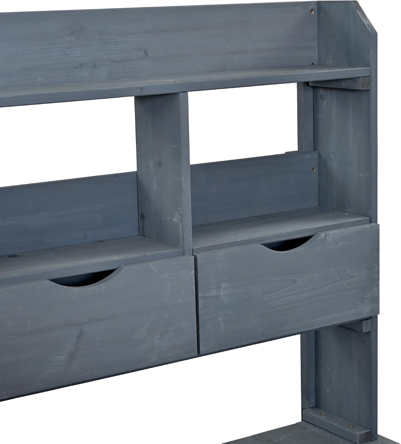 Farmhouse Patio Potting Bench,Large Freestanding Garden Workstation with 6 Drawers, Bottom Storage and Side Hook,Outdoor Kitchen Island (Gray-s)