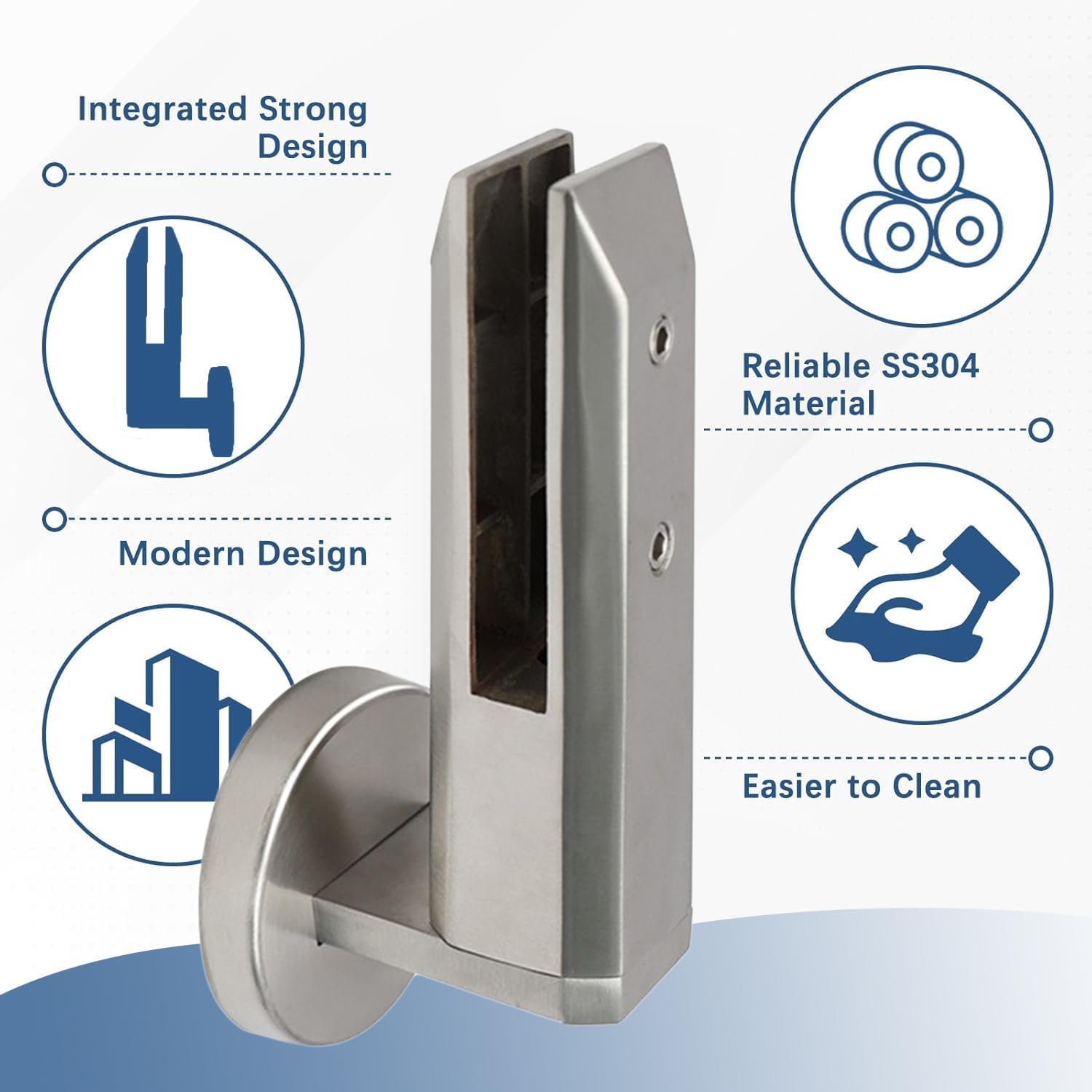 304 Stainless Steel Standoff Glass Clamp, Side-Mounted Spigot for 10-12.7mm (3/8' to 1/2') Thick Glass for Balcony, Garden Deck & Pool Fence Installation,Black,4 Pack