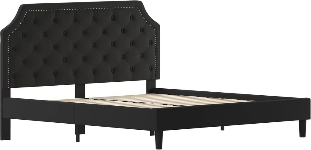Flash Furniture Brighton King Size Tufted Upholstered Platform Bed in Black Fabric