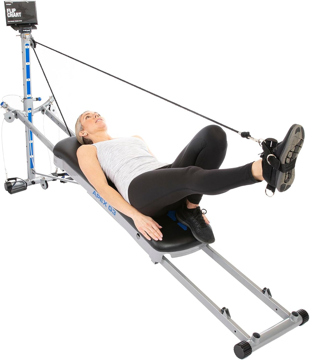 Total Gym Apex G3, Slim-Frame Incline Bodyweight Training Home Exercise Machine w/ 8 Levels of Resistance, Squat Stand, & Basic Accessory Set