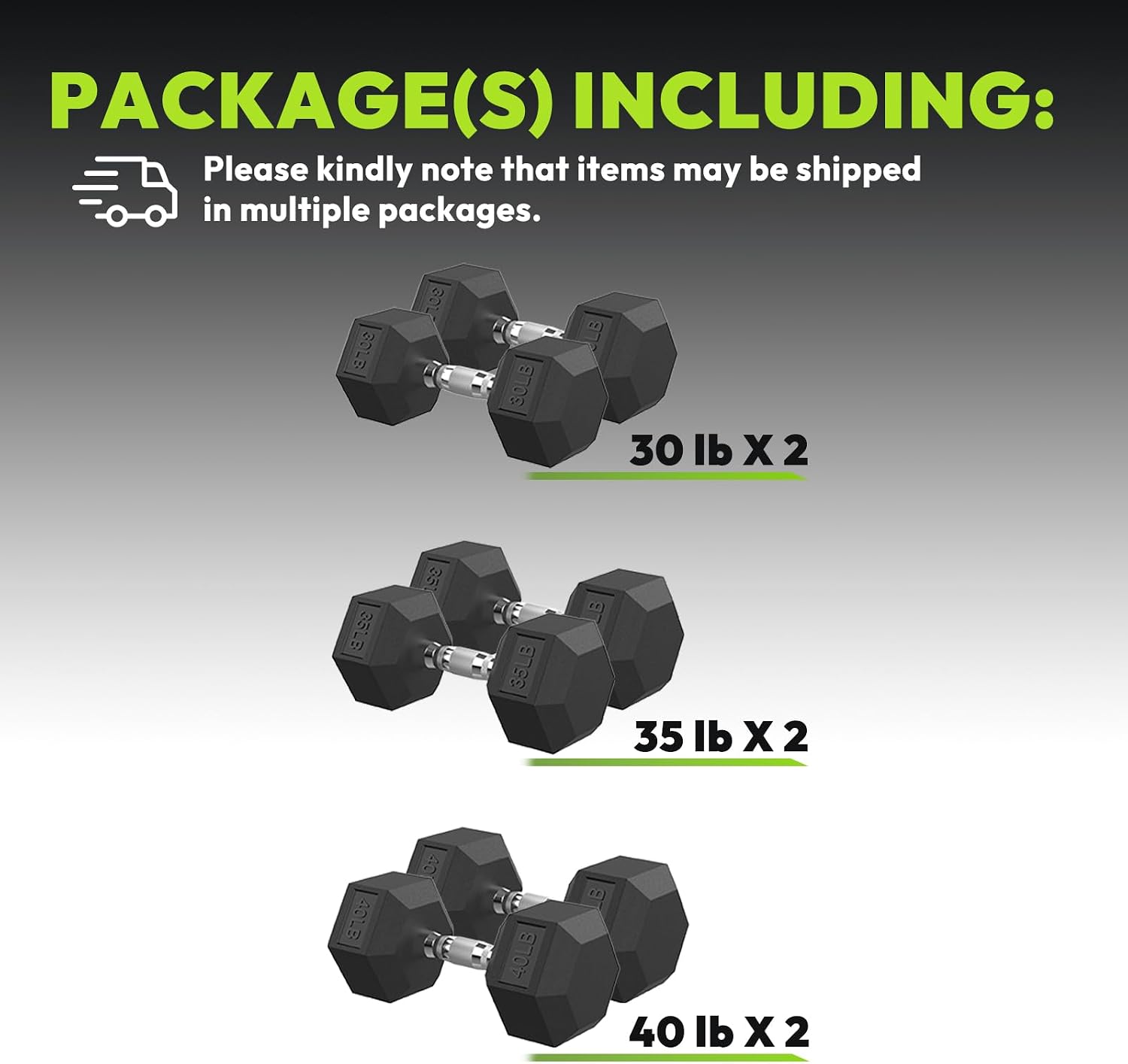 HANDBODE Hex Dumbbell 45-640 lb Set, Rubber Encased Exercise & Fitness Dumbbells for Home Gym, Hand Weights for Strength Training