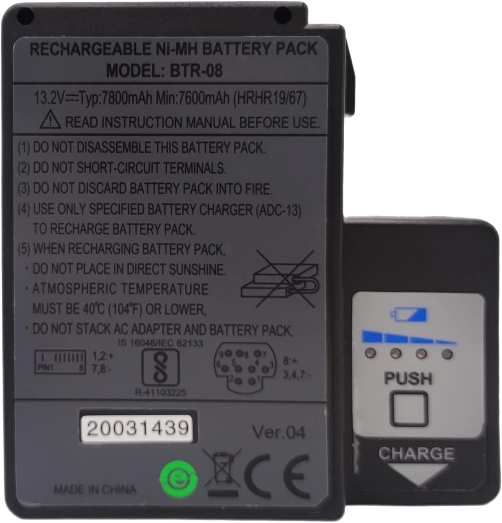2 in 1 BTR-08 Battery 7800mAh with Charger for Fujikura FSM-60S FSM-60R Fusion splicer Replacement Ni-MH Battery Pack, Rechargeable