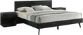 HomeStock King Wood Bedroom Set - 3 Piece Black Finish Bed Frame2 Nightstands
