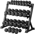 RitFit Rubber Coated Hex Dumbbell Set with Rack, 5-780LB for Home Gym Strength Training, Anti-Slip Knurled Handle, Hexagon Anti-Roll, Heavy-Duty Storage Rack