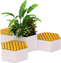 Bench with Planter Box, Outdoor Flowerbox with Bench Set Includes: 1 Flower Box and 3 Benches, Ideal for Outdoors and Indoors Garden Bench(L188*D75*H55cm)