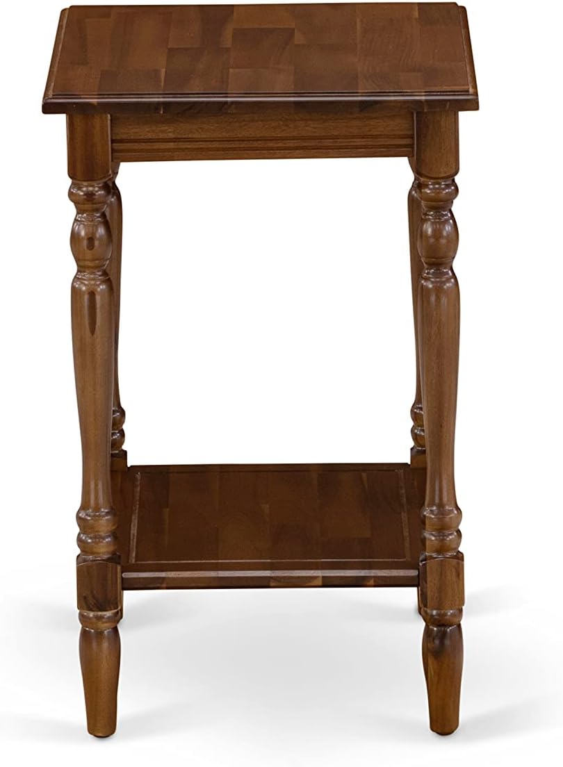 East West Furniture KD18F-1BF08 2 Piece Full Bed Set - 1 Full Bed Frame Brown Linen Fabric Padded and Button Tufted Headboard with 1 Modern Nightstand - Antique Walnut Finish Nightstand