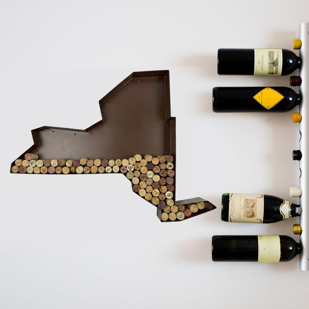 NEONSİGN New York State Map Wine Cork Holder Metal New York Decor Sign Wine Bar Pub Home Decoration (Brown Patina, 24 inch)