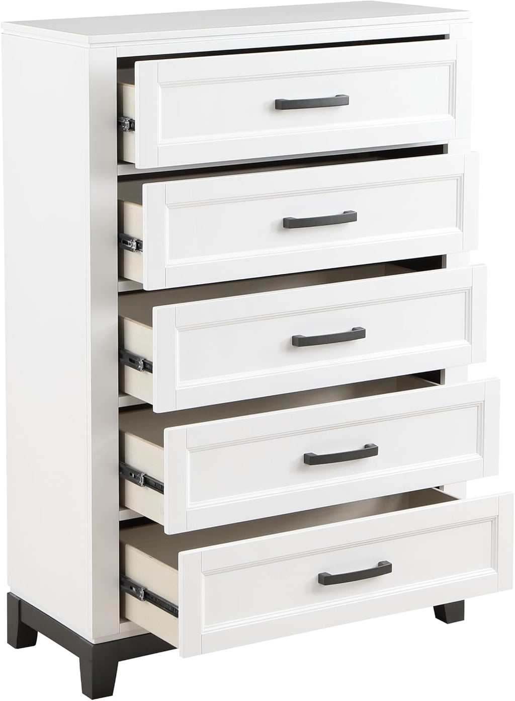 Transitional Bedroom Full Size 4-Pieces Set Platform Bed Footboard Drawers White Finish Furniture