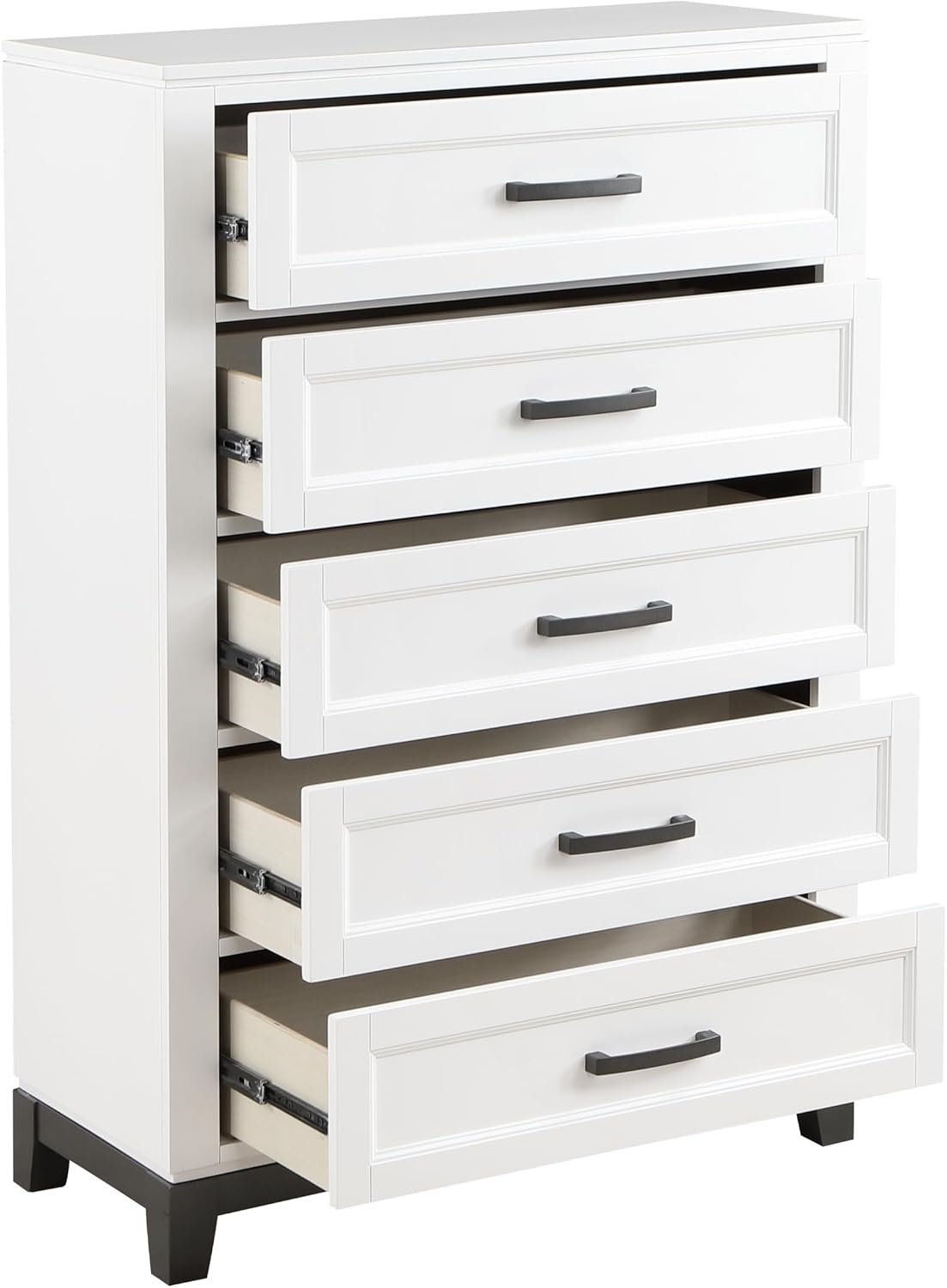 Transitional Bedroom Full Size 4-Pieces Set Platform Bed Footboard Drawers White Finish Furniture