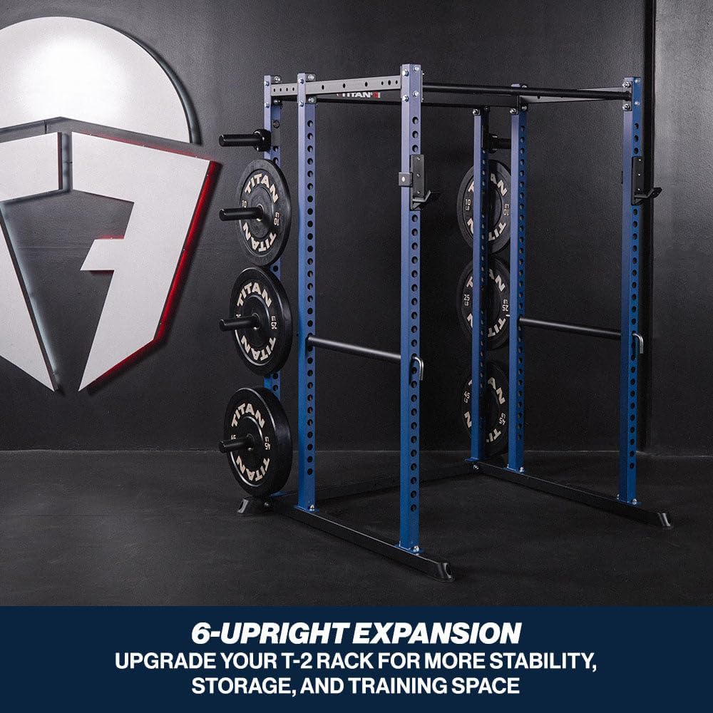 Titan Fitness T-2 Series Power Rack Extension Kit, 12-Gauge Steel Uprights, Bolt-Together Rack Expansion for Home Gym with Weight Plate Holders